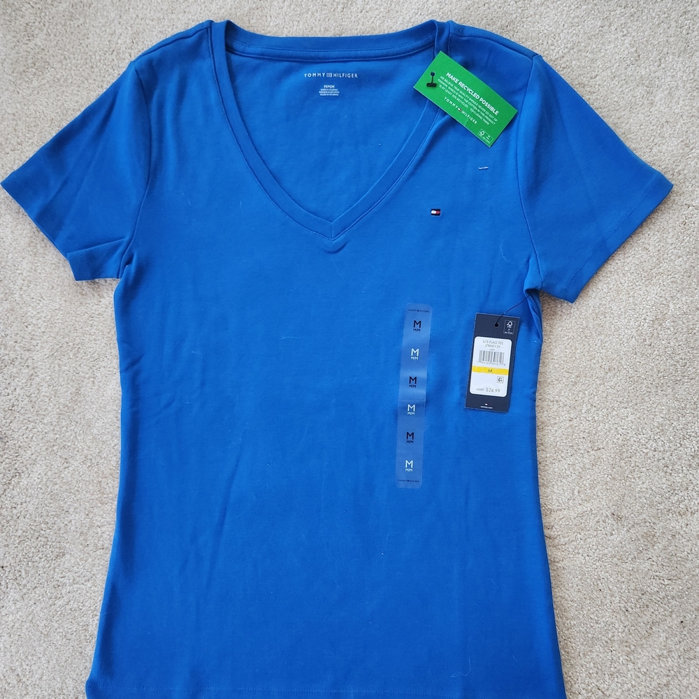 Tommy Hilfiger Women's V-Neck Tshirt in Royal Blue - Picture 4 of 5